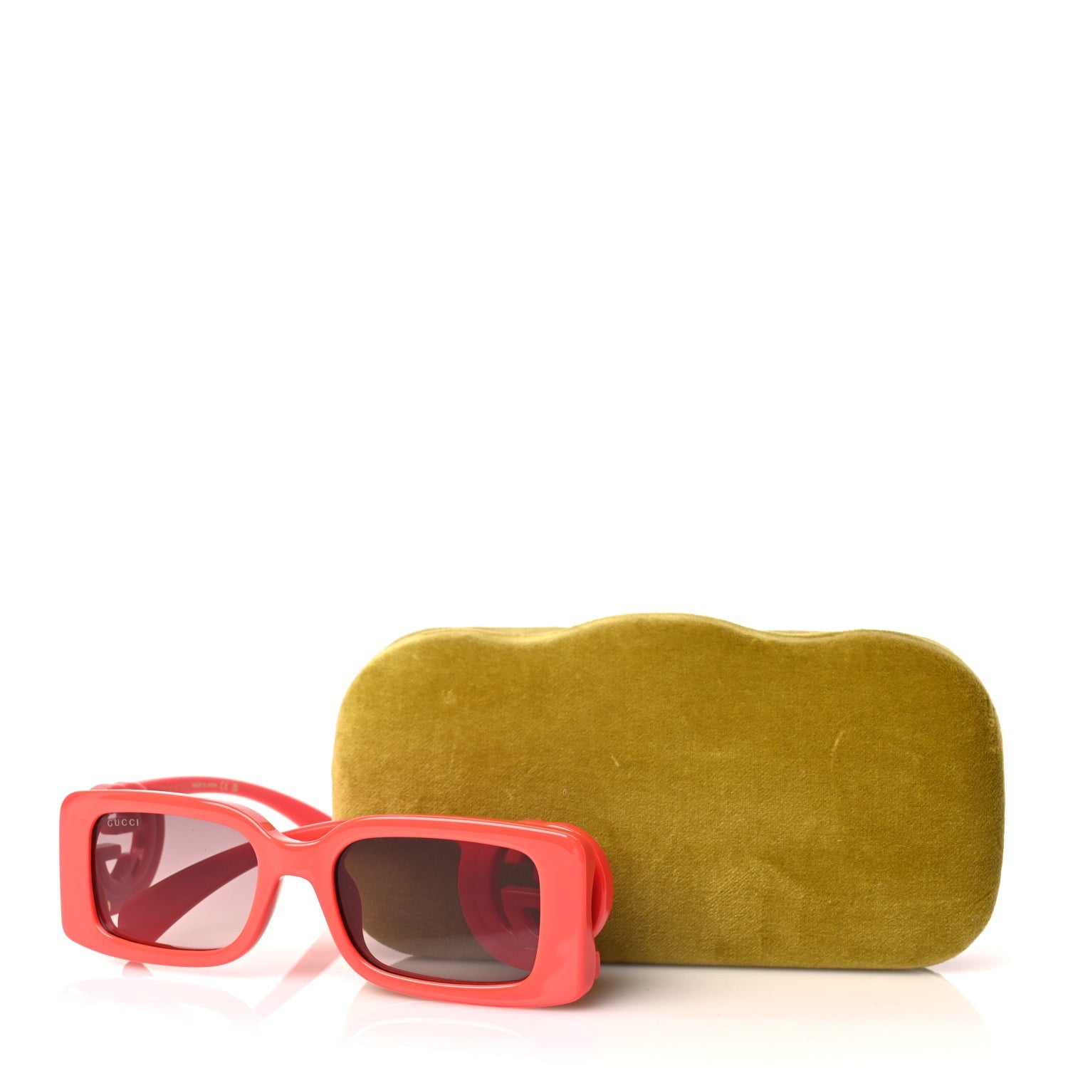 Gucci Acetate Chaise Rectangler Frame Sunglasses GG1325S Salmon Pink 6 of 6
