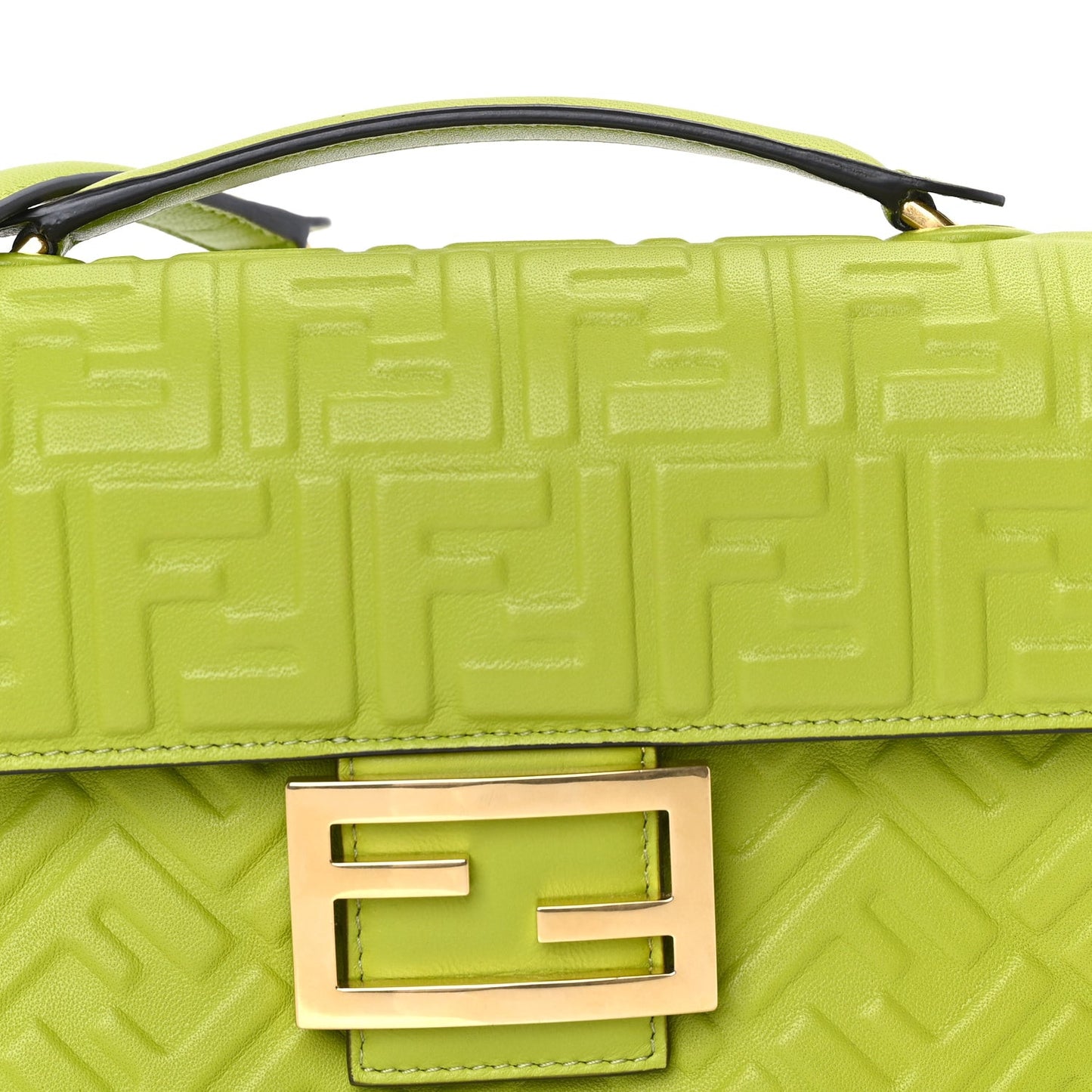 Nappa FF Embossed Small Midi Chain Baguette  Wasabi