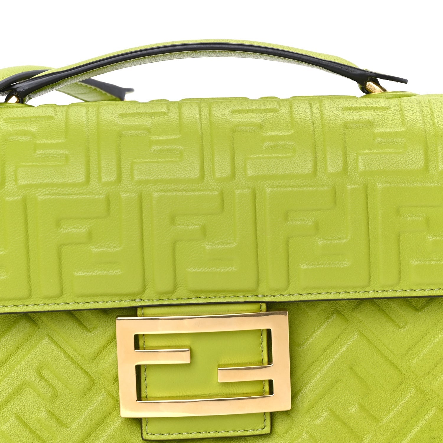 Fendi Nappa FF Embossed Small Midi Chain Baguette  Wasabi 6 of 7