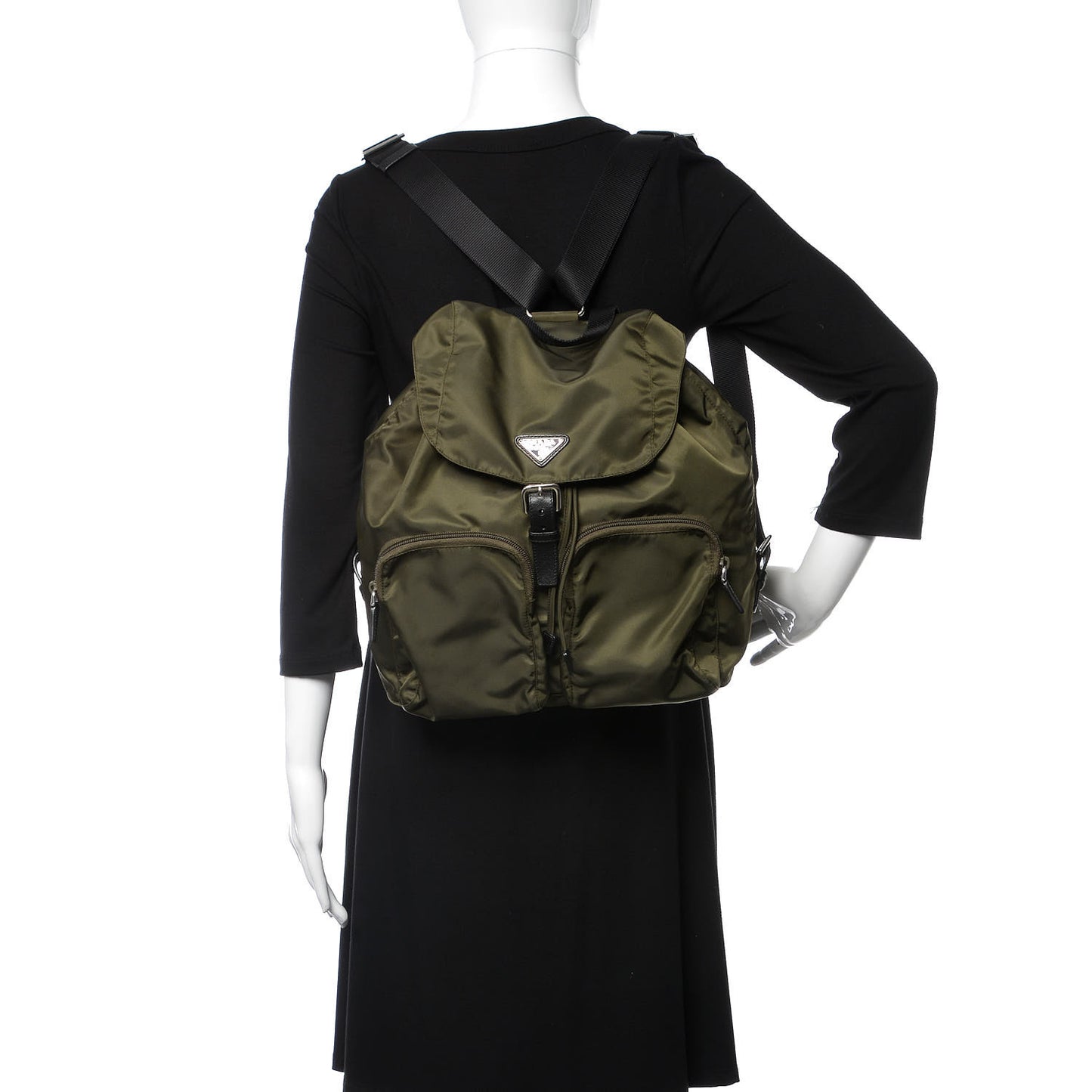 Tessuto Nylon Saffiano Vela Medium Backpack Mimetico