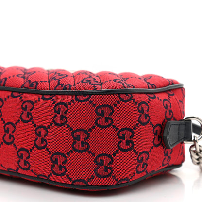 Gucci Monogram Multicolor Matelasse Diagonal Small GG Marmont Chain Shoulder Bag Red Blue 8 of 8