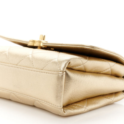 Chanel Metallic Lambskin Quilted Mini CC Crystal Logo Chain Flap Gold 10 of 10