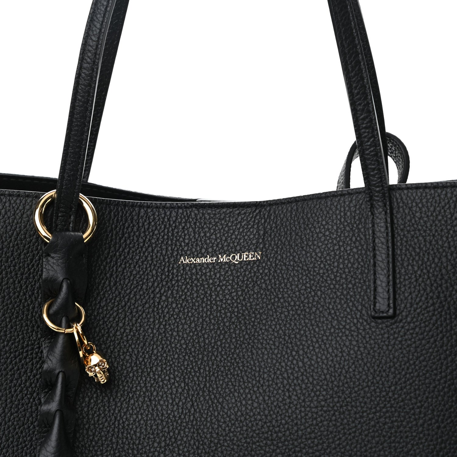 Alexander McQueen Grained Calfskin Skull Open Shopper Tote Black 9 of 11