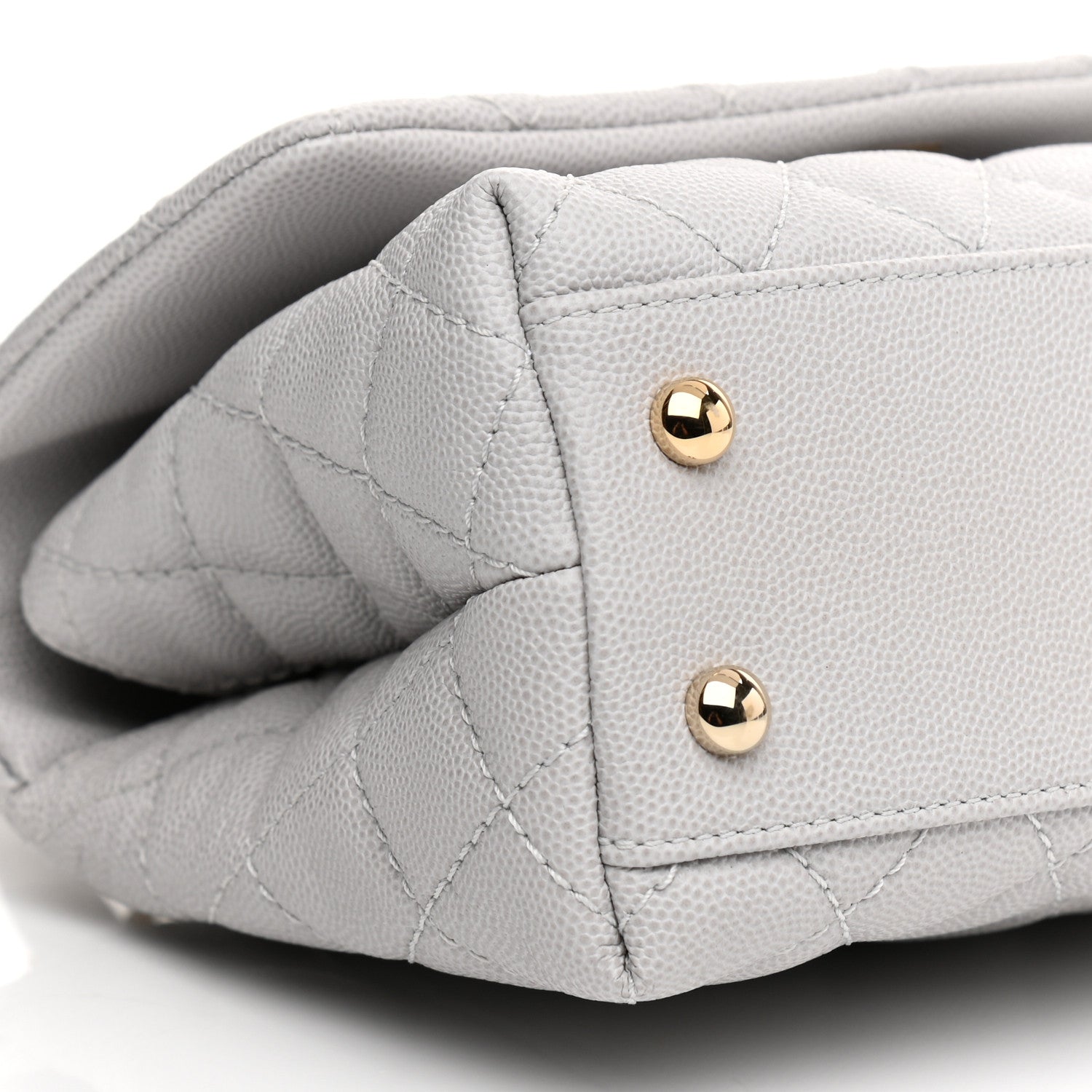 Chanel Caviar Quilted Mini Coco Handle Flap Light Grey 16 of 21