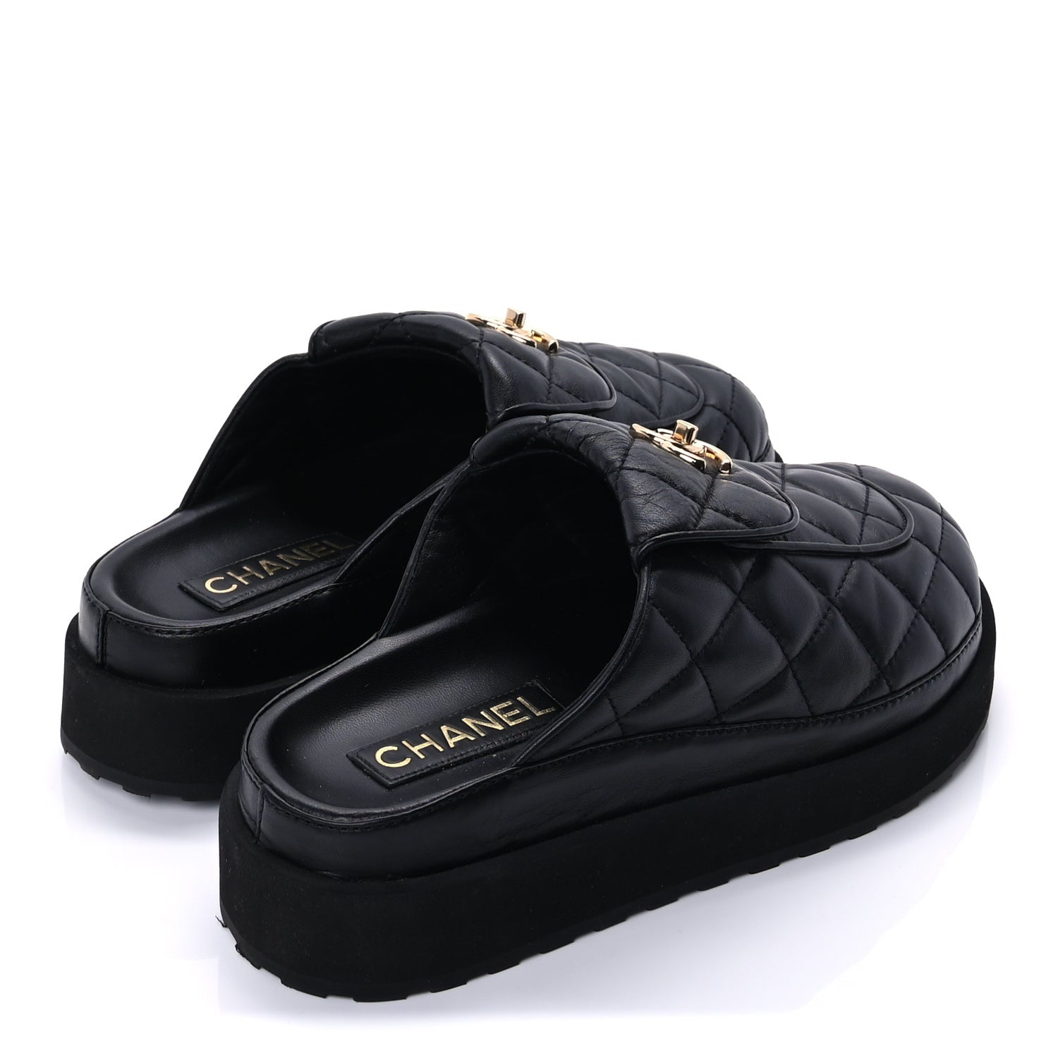 Chanel Lambskin Quilted CC Turnlock Mules 39  Black 4 of 9
