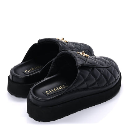 Chanel Lambskin Quilted CC Turnlock Mules 39  Black 4 of 9