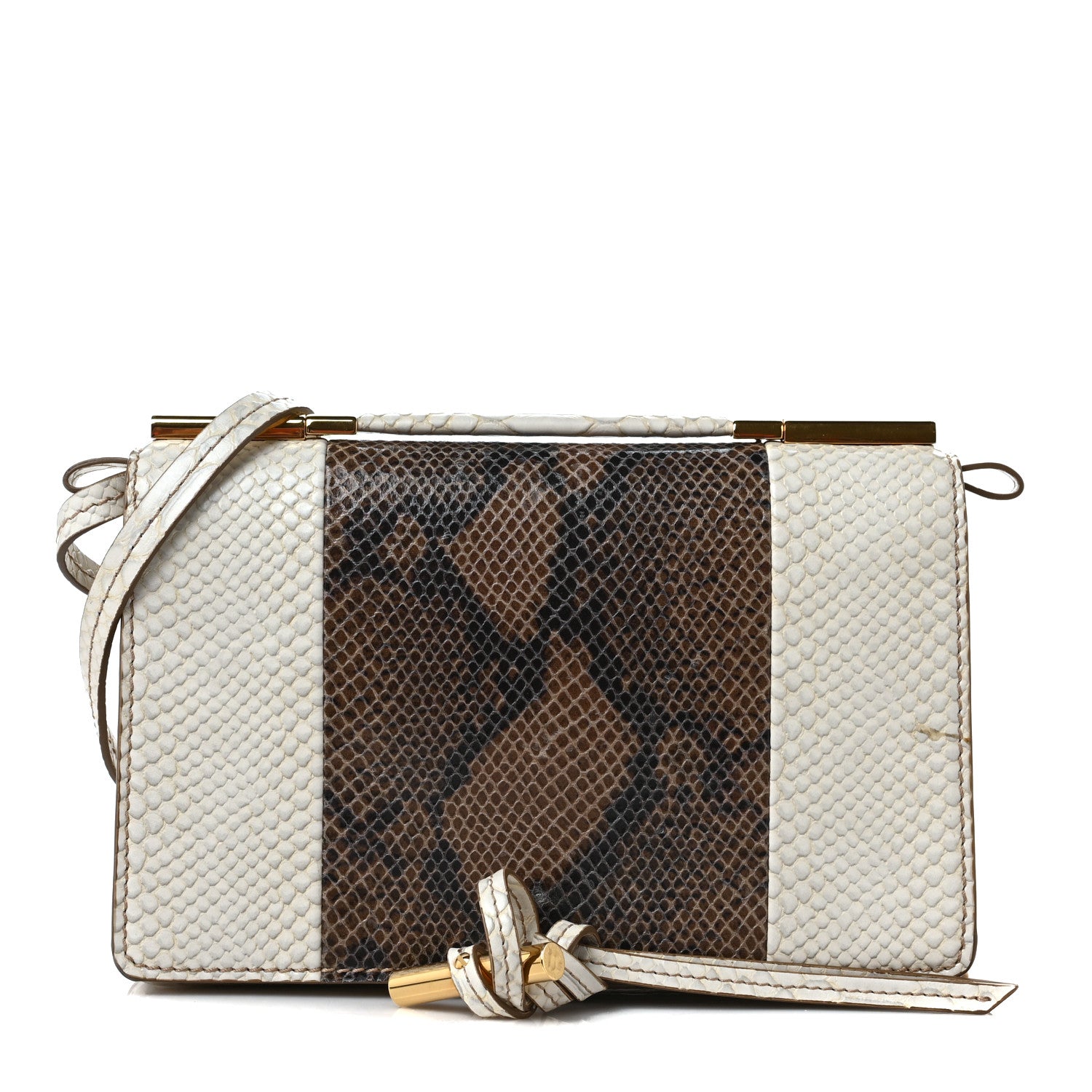 Stella McCartney Alter Snake Embossed Small Flo Shoulder Bag Ivory 1 of 10