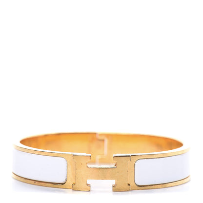 Hermes Enamel Narrow Clic Clac H Bracelet PM White 1 of 5