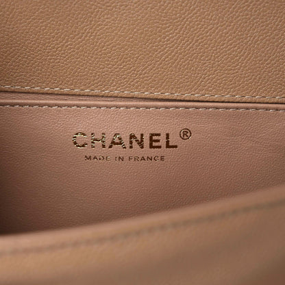 Chanel Caviar Chevron Quilted Medium Boy Flap Dark Beige 6 of 12