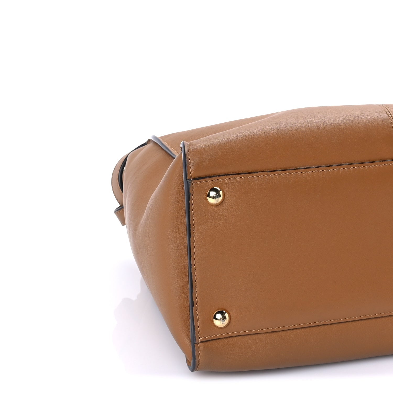 Fendi Vitello Seta Light Century Shearling FF 1974 Medium Peekaboo X-Lite Nocciolo Ebano Tobacco 7 of 7