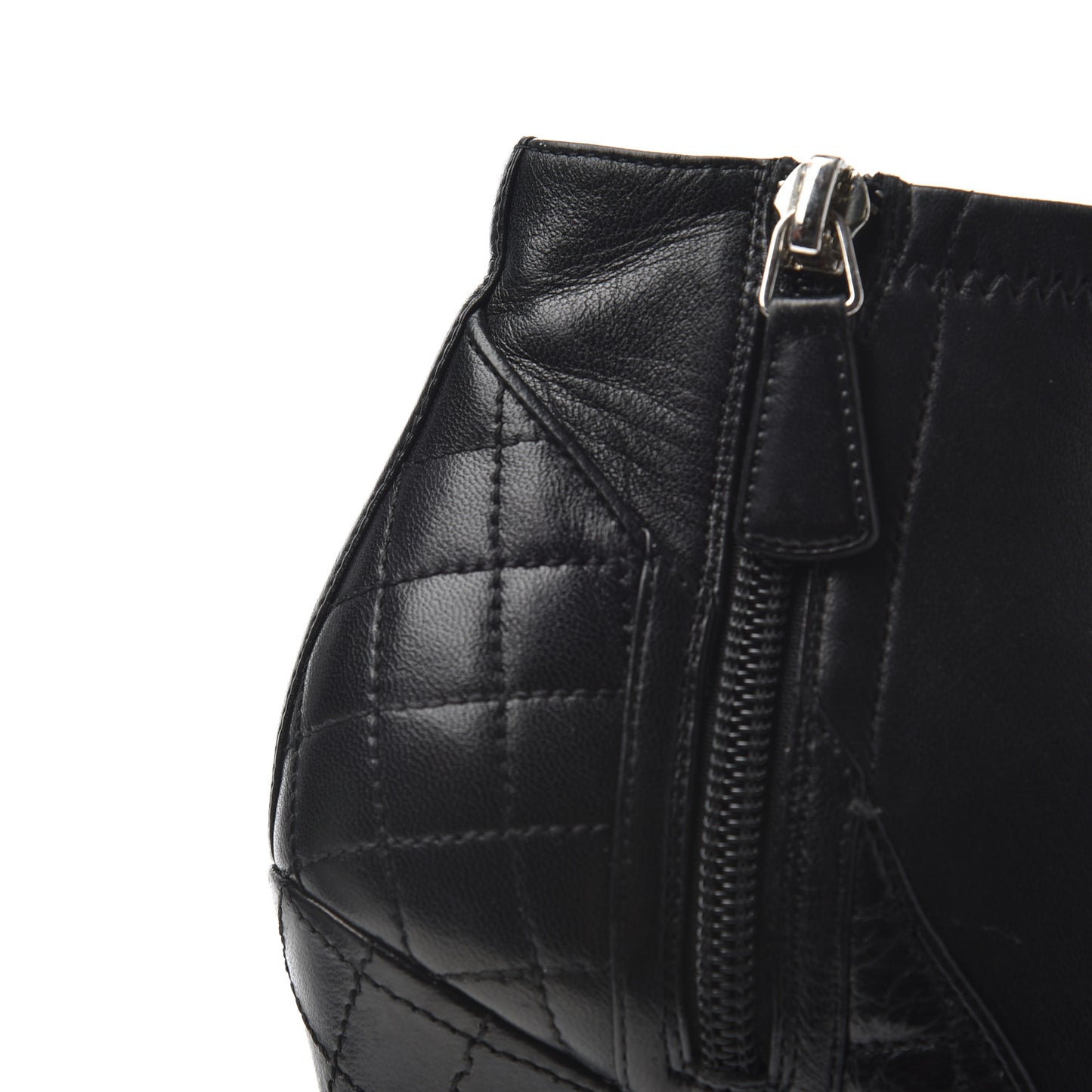 Lambskin Quilted CC Booties 37 Black