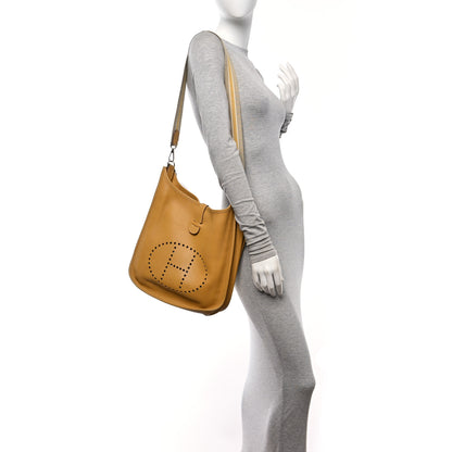 Hermes Taurillon Clemence Amazone Evelyne II GM Curry 2 of 18