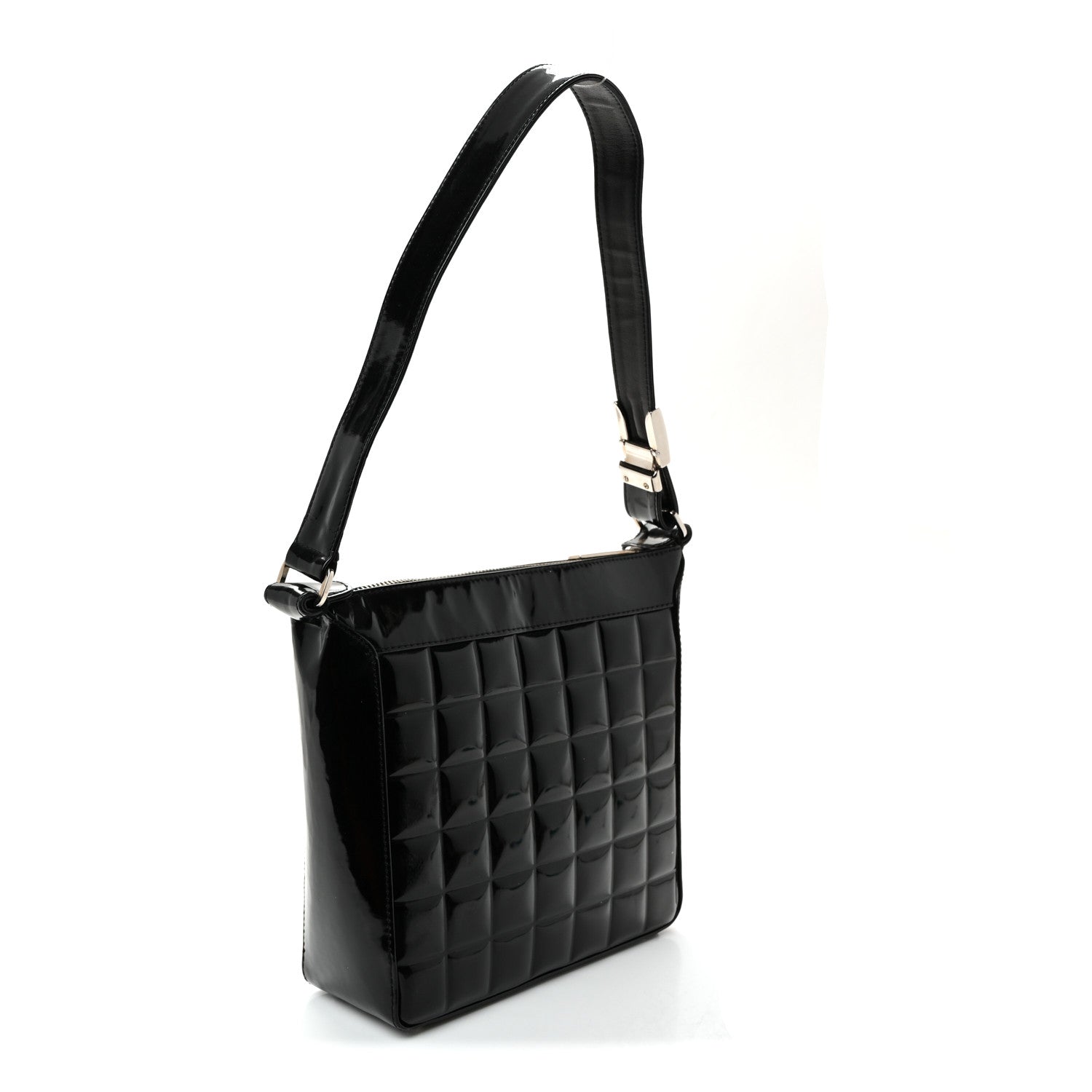 Chanel Patent Quilted Small Chocolate Bar Shoulder Bag Black 3 of 10