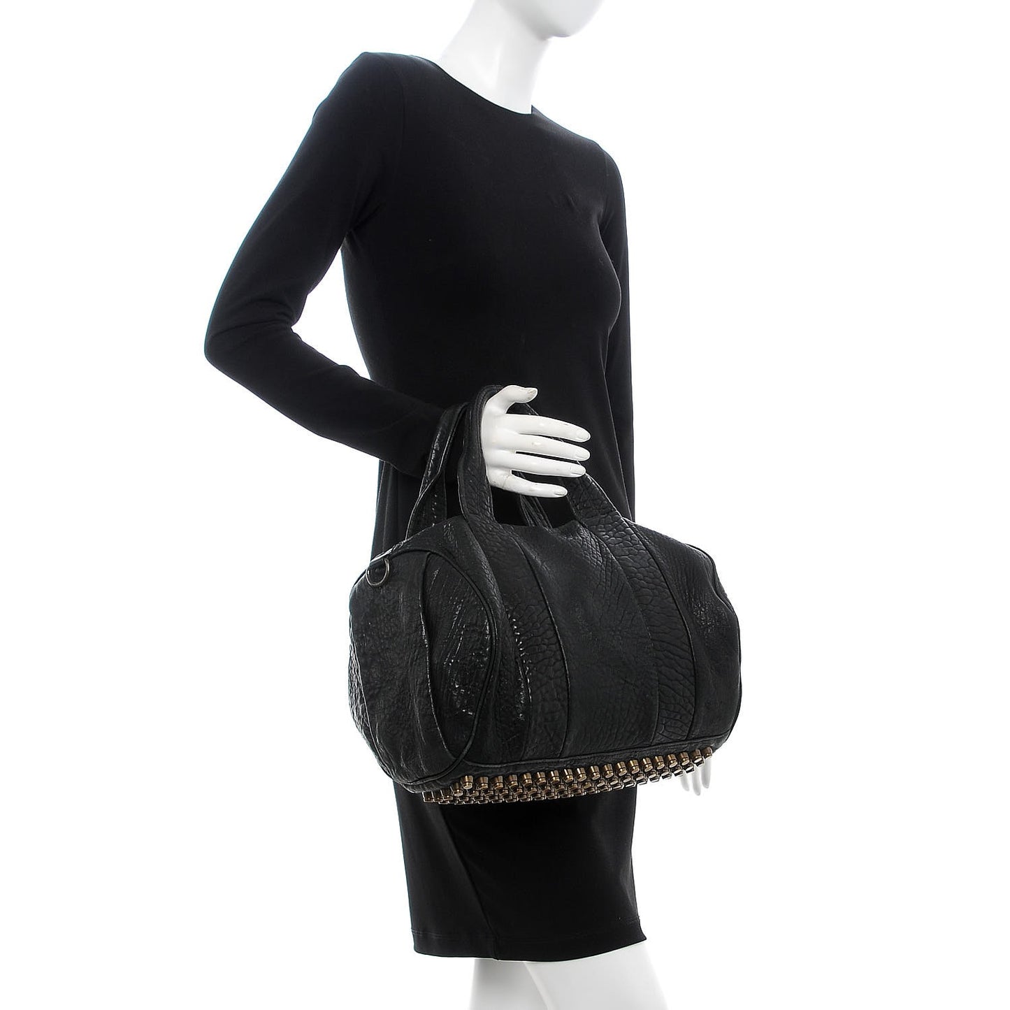 Pebbled Lambskin Rocco Black Antique Brass Hardware