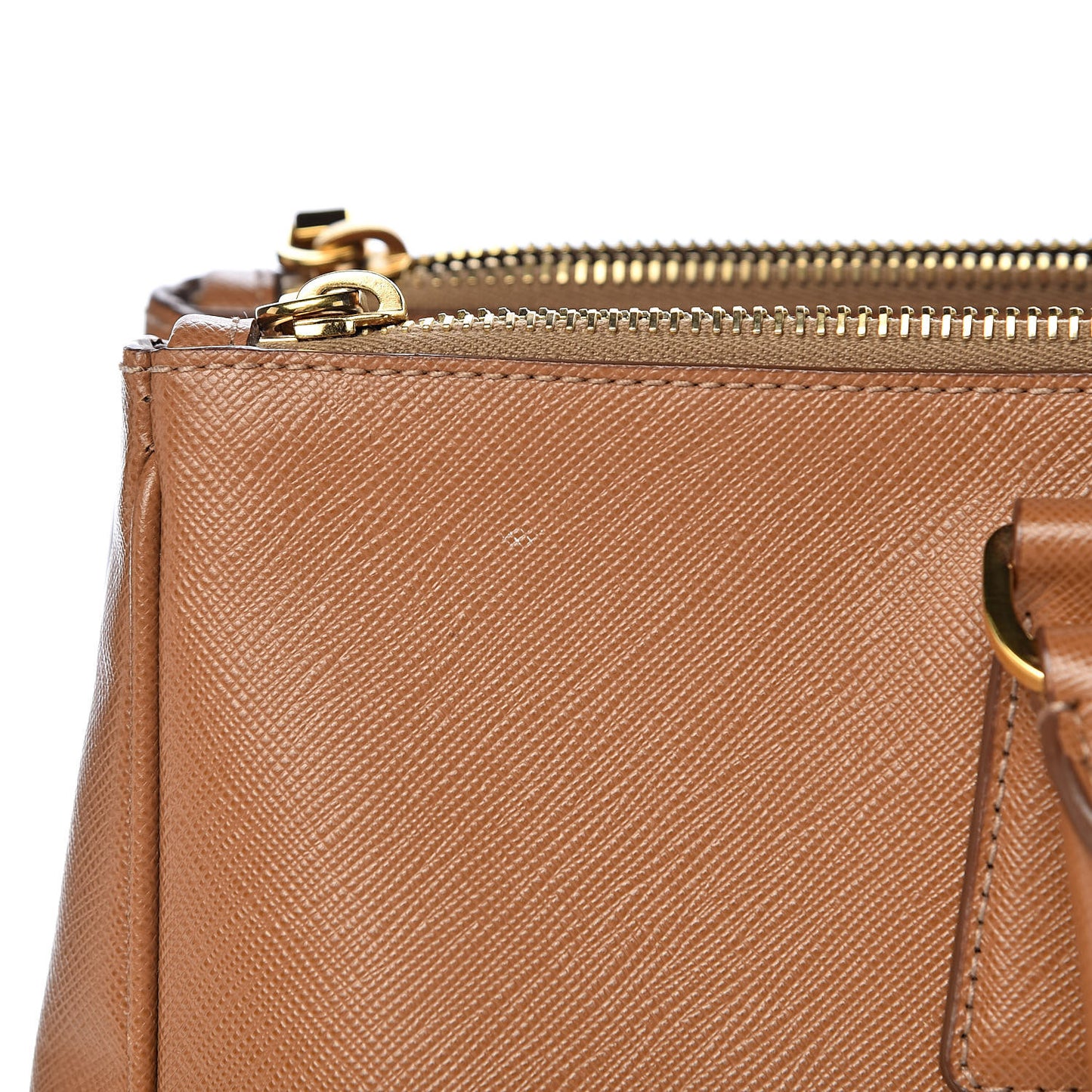 Saffiano Lux Large Galleria Double Zip Tote Caramel
