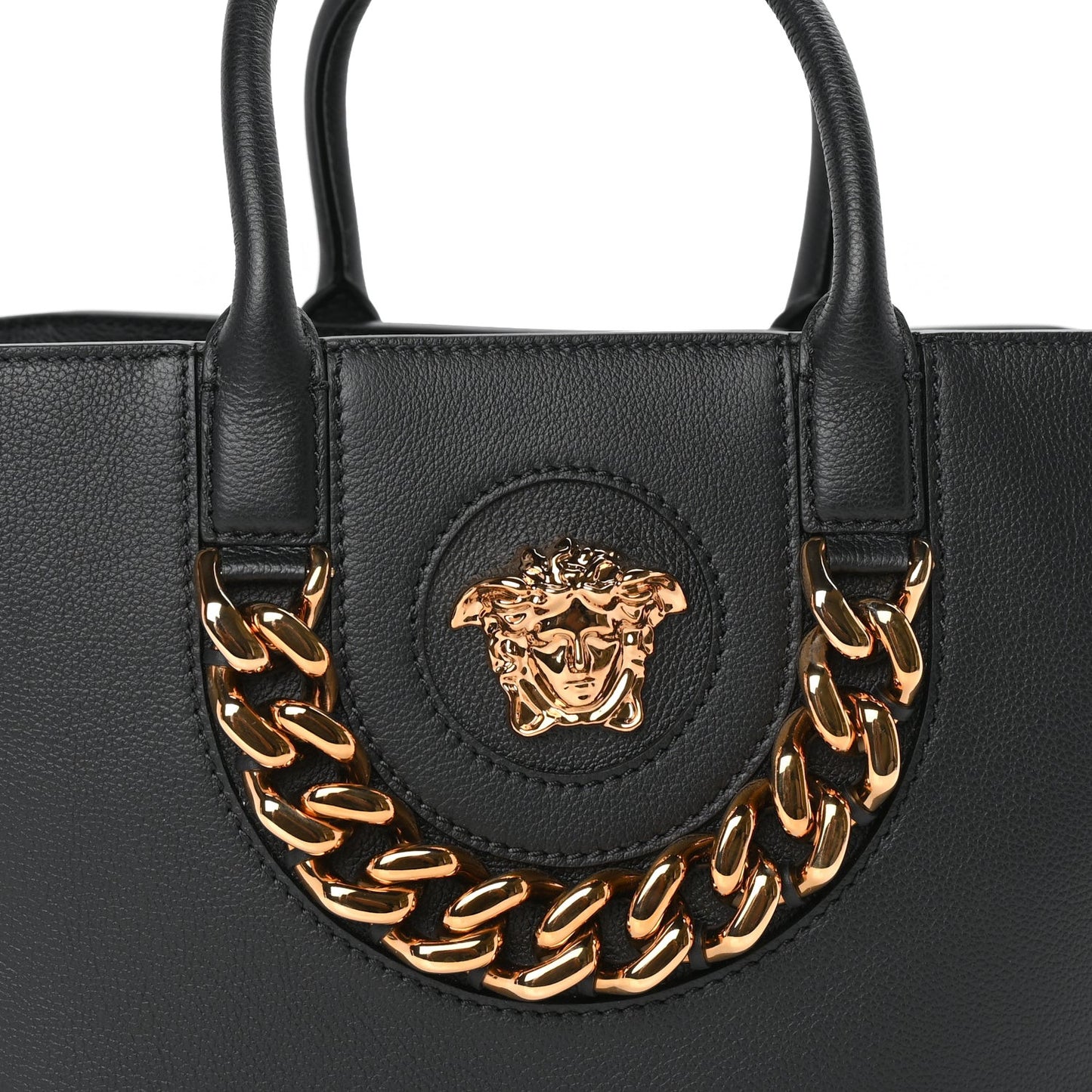 Grained Calfskin Small La Medusa Tote Bag  Black
