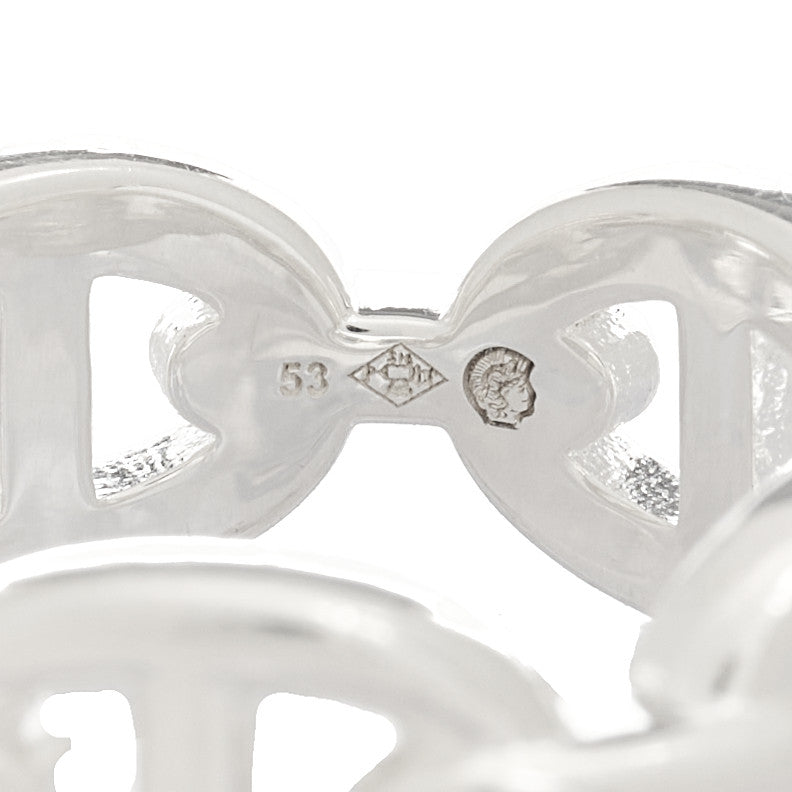 Hermes Sterling Silver PM Chaine d'Ancre Enchainee Band Ring 53 6.25 4 of 7