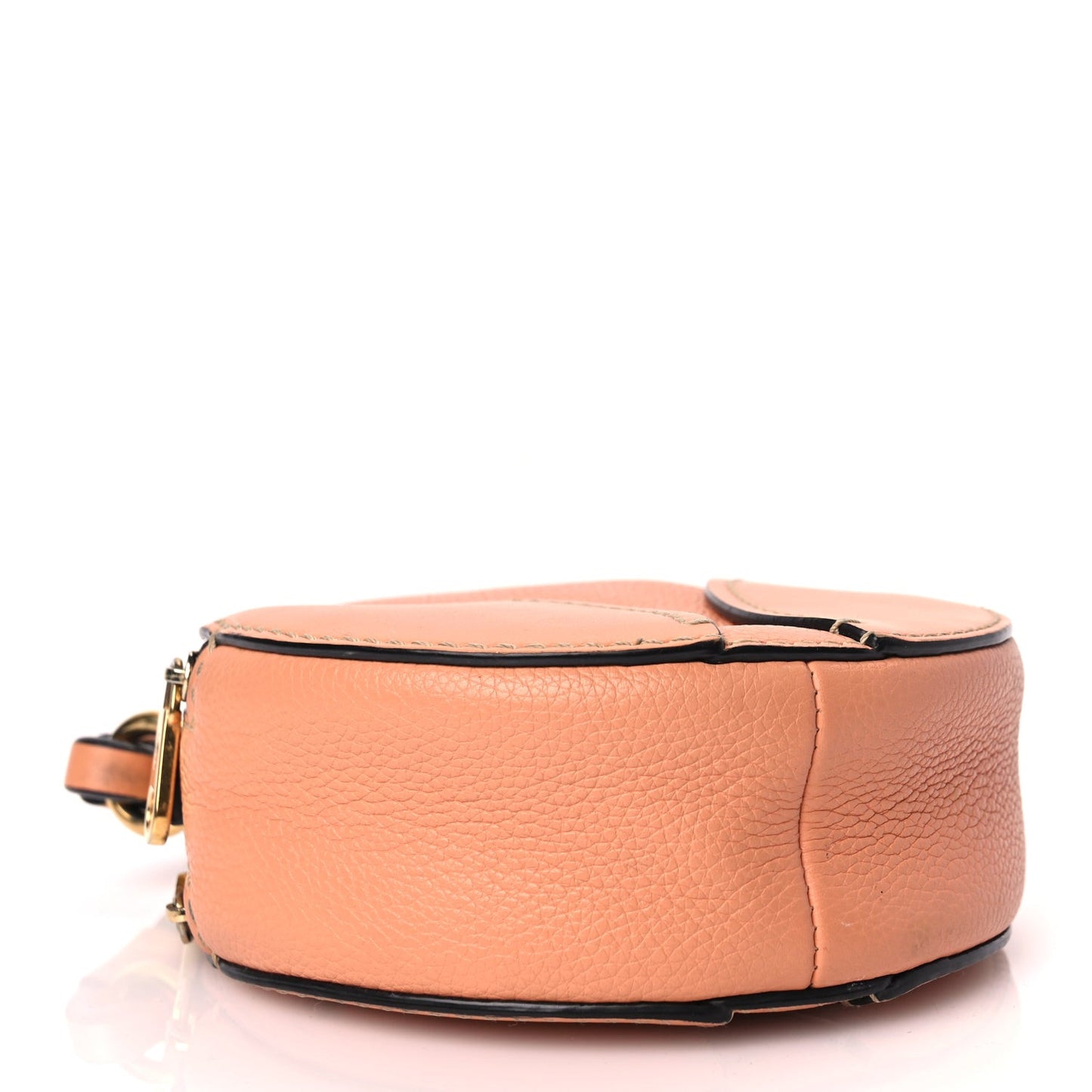 Grained Shiny Calfskin Mini Round Daria Bag Peach Bloom