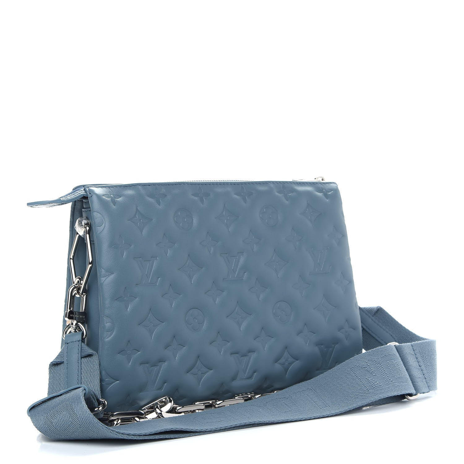 Louis Vuitton Lambskin Embossed Monogram Coussin PM Blue Glacier 3 of 8