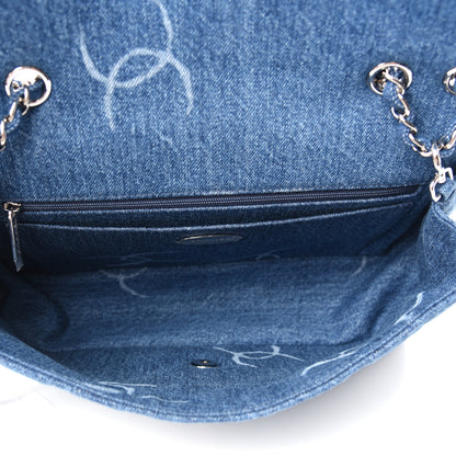Chanel Denim Quilted CC Print Jumbo Single Flap Blue 5 of 10