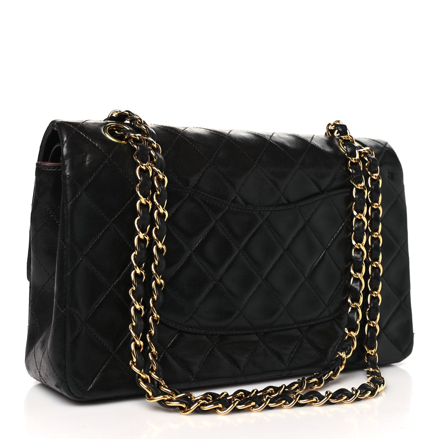 Lambskin Quilted Medium Double Flap Black