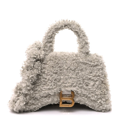 Balenciaga Faux Fur Fluffy Hourglass XS Top Handle Bag Natural 1 of 8