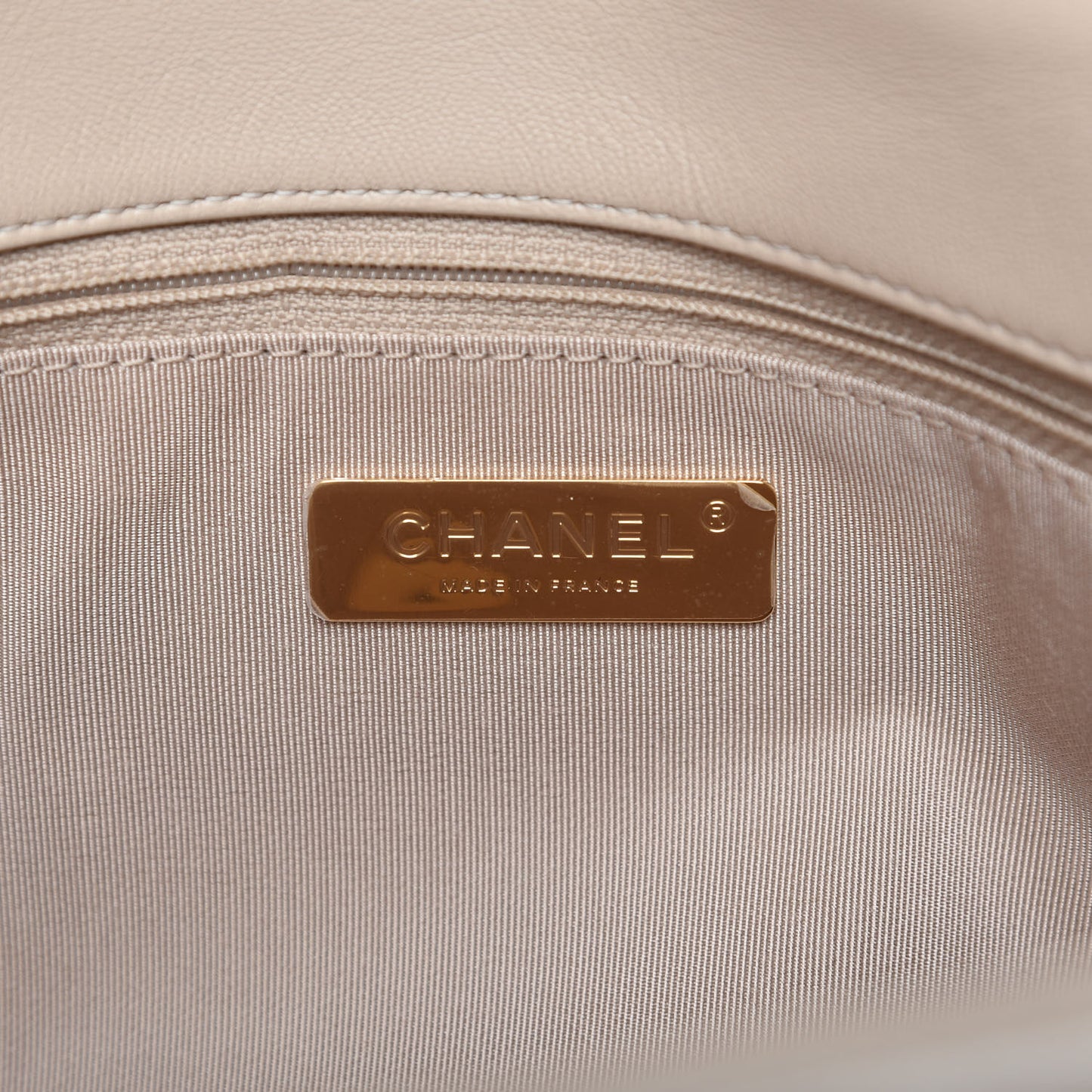 Goatskin Quilted Large Chanel 19 Flap Beige