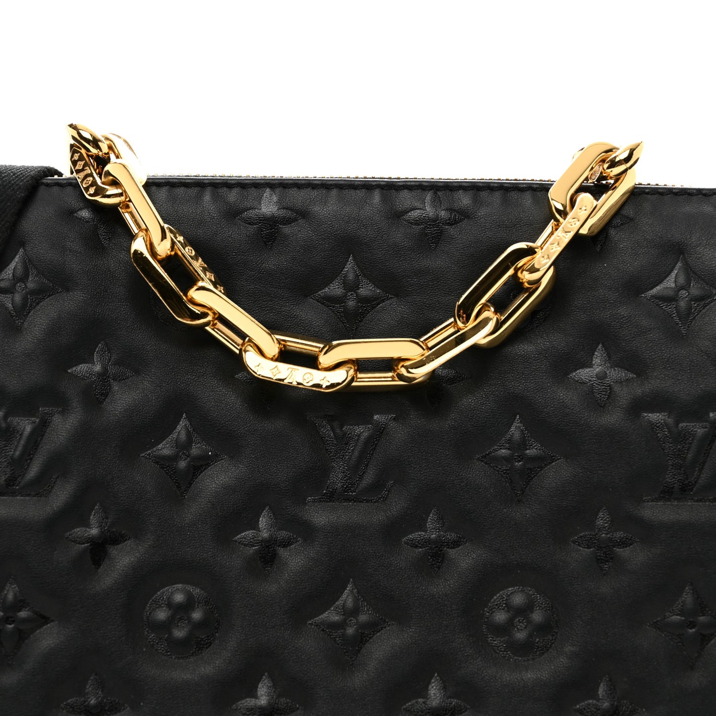 Lambskin Embossed Monogram Coussin PM Black