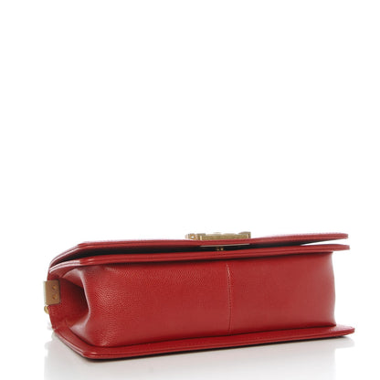 Chanel Caviar Chevron Quilted Medium Boy Flap Red 4 of 8