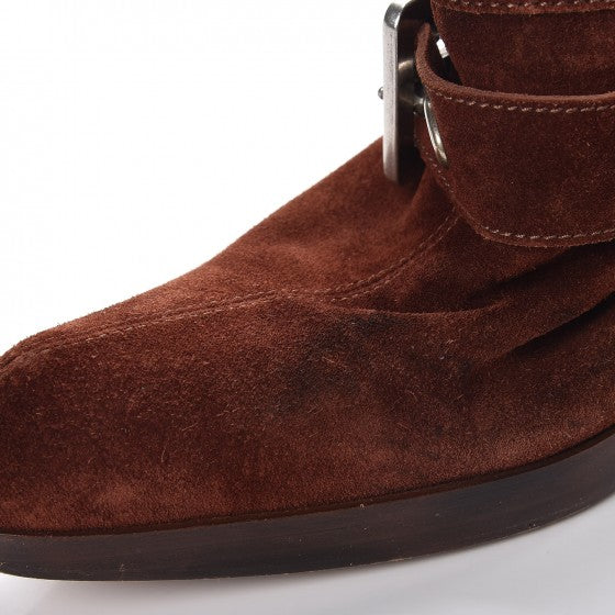 Suede Buckle Mules 38 Brown