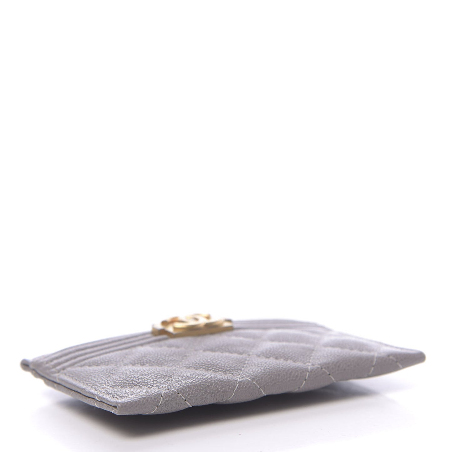 Caviar Quilted Boy Card Holder Grey