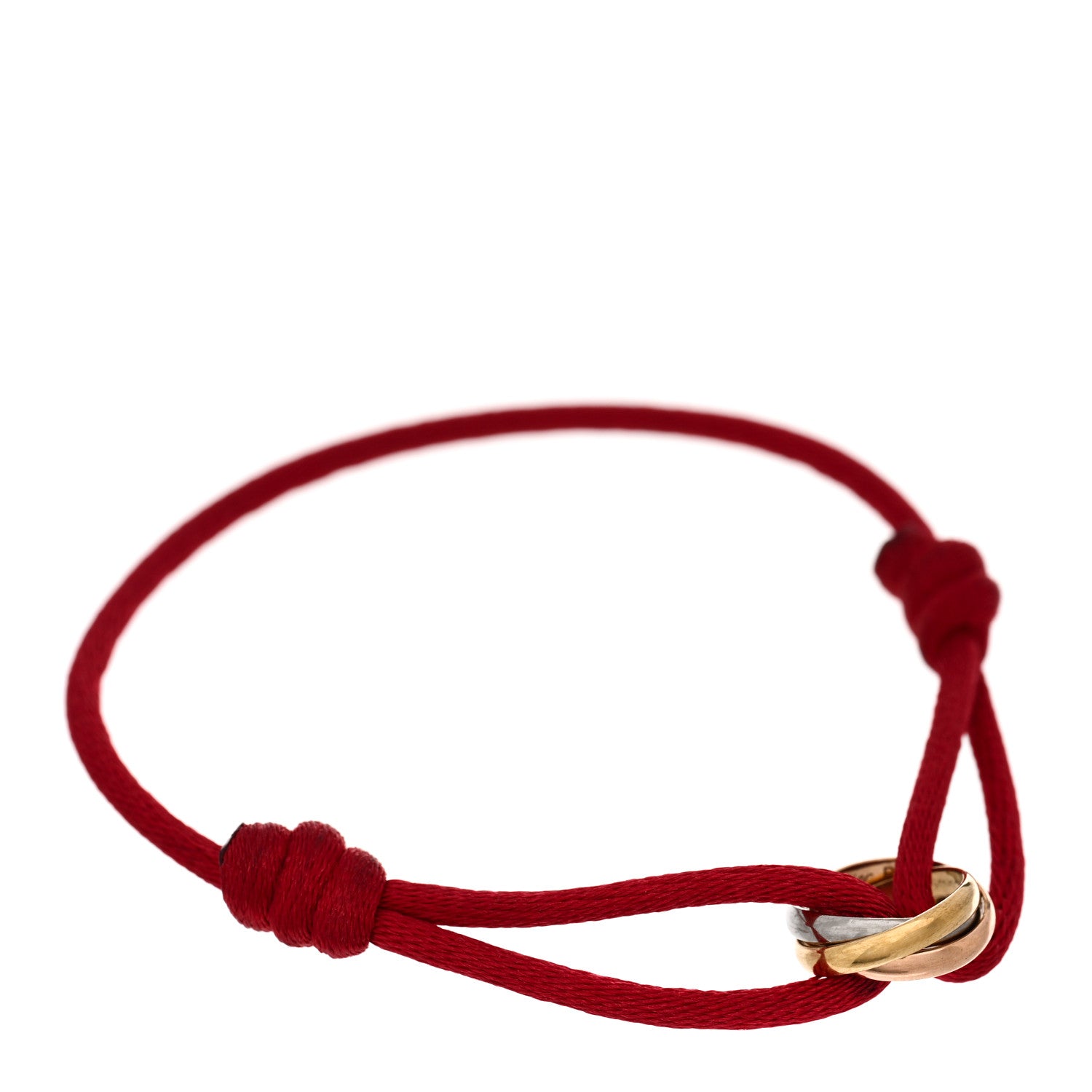 Cartier 18K Pink Yellow White Gold Trinity Cord Bracelet Red 1 of 4