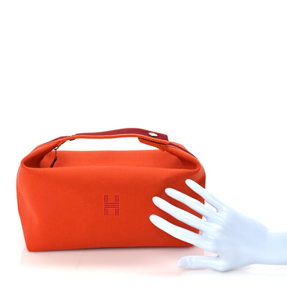 Hermes Canvas Large Bride-A-Brac Pouch Orange Feu Burgundy 2 of 9