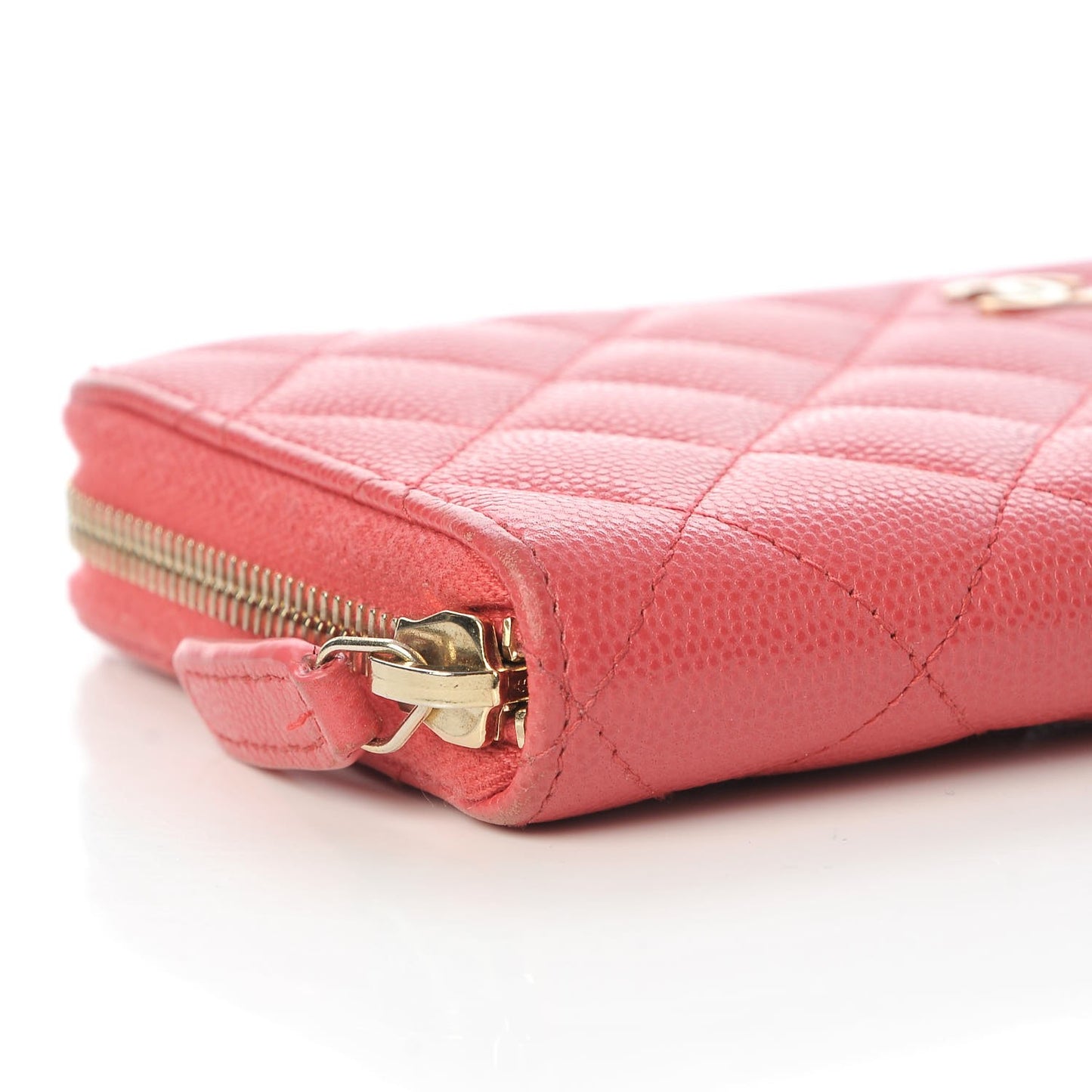 Caviar Quilted Large Gusset Zip Around Wallet Pink