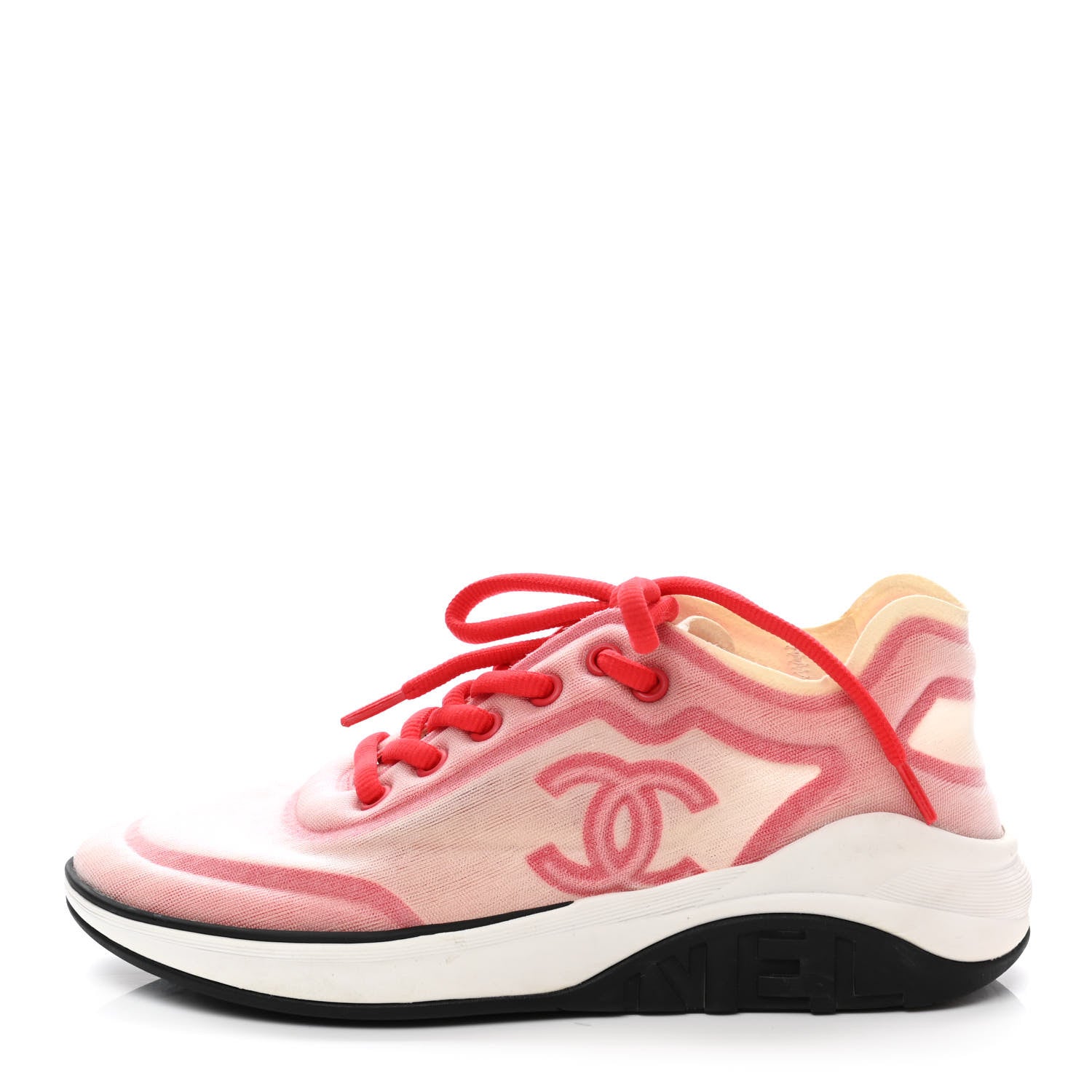 Chanel Mesh Lycra Womens CC Sneakers 36 White Red 1 of 7