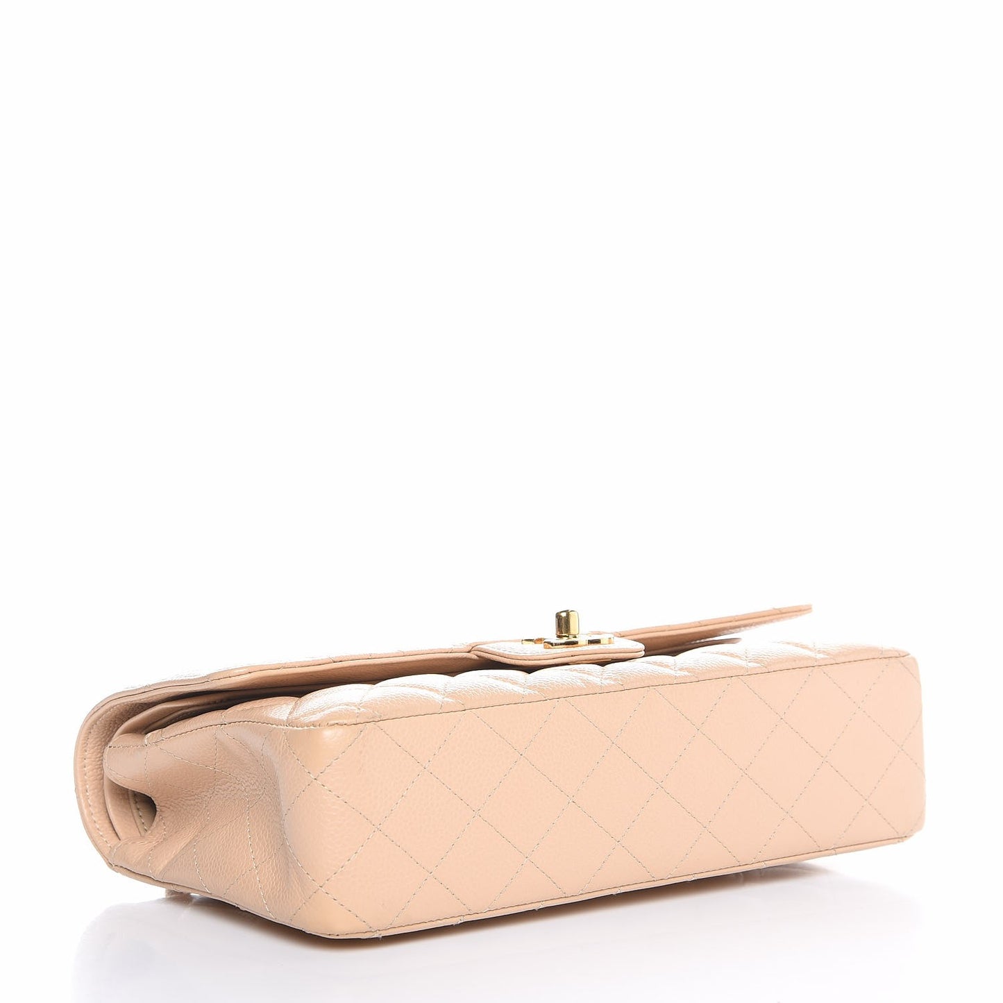 Caviar Quilted Medium Double Flap Beige Clair