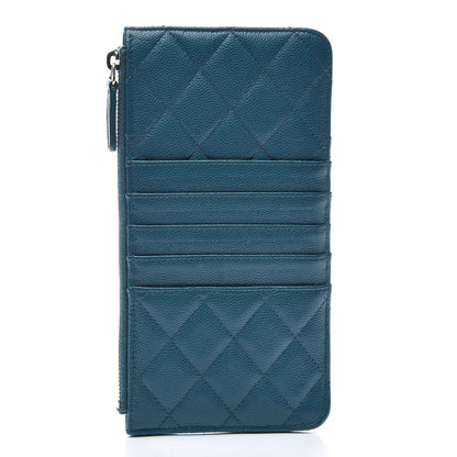 Chanel Caviar Quilted Classic Flat Wallet Pouch Dark Turquoise 3 of 10