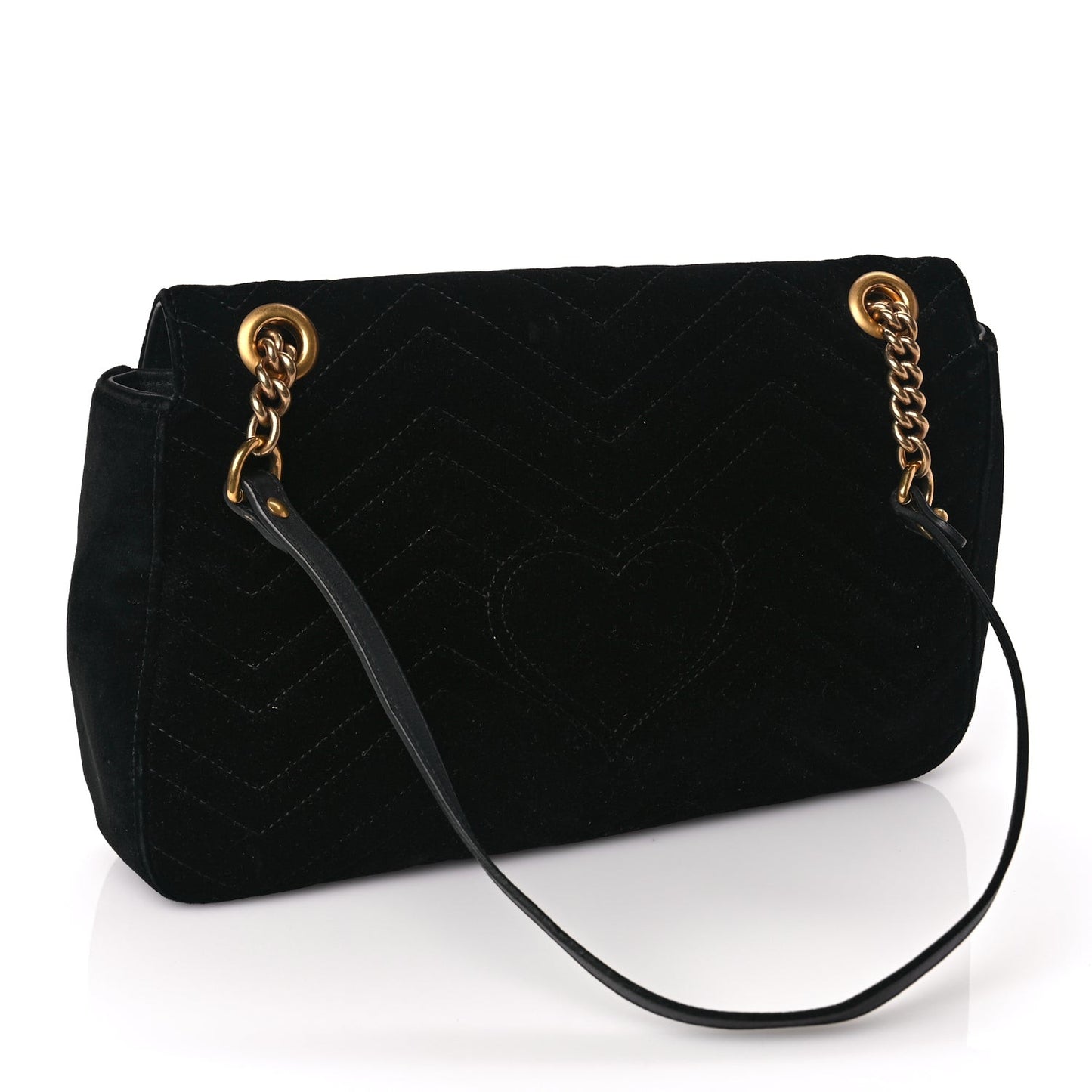 Velvet Matelasse Medium GG Marmont Shoulder Bag Black