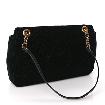 Gucci Velvet Matelasse Medium GG Marmont Shoulder Bag Black 2 of 9