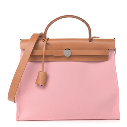 Hermes Vache Hunter Toile Herbag Zip 31 PM Rose Sakura 3 of 11