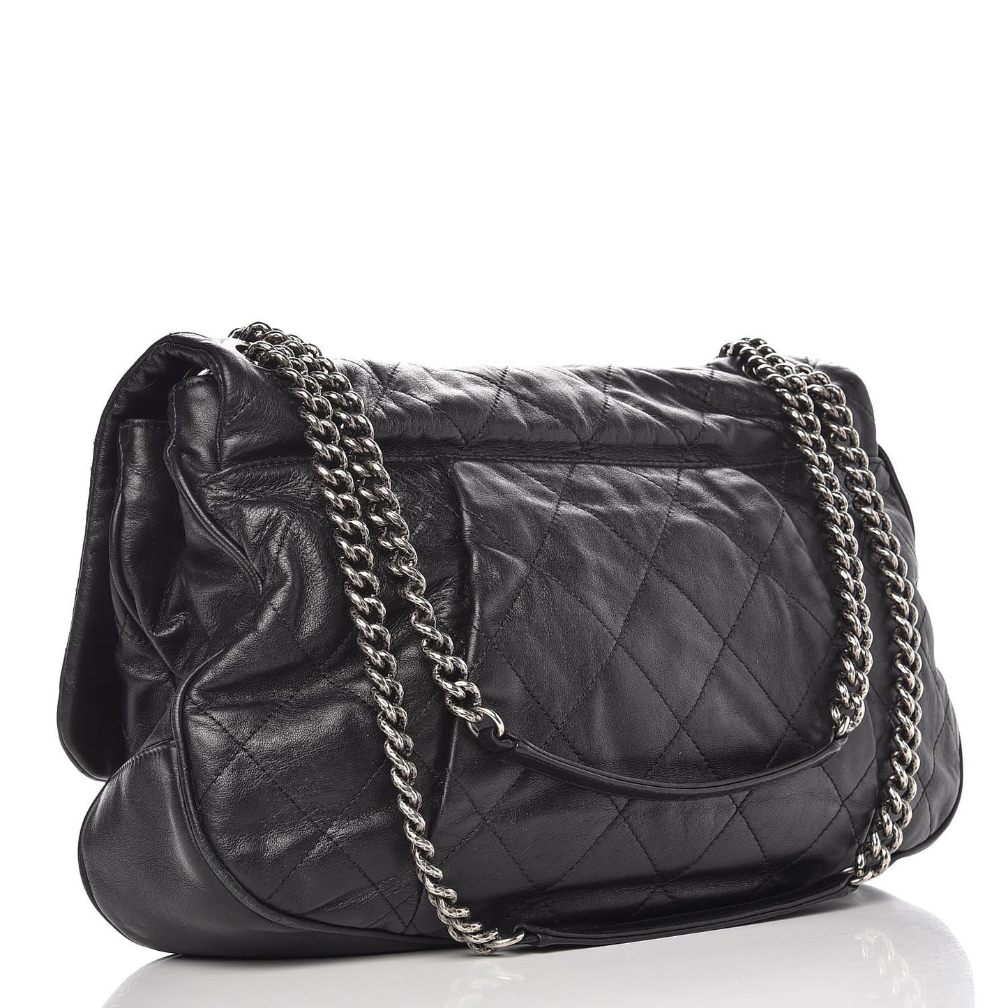 Calfskin Coco Pleats Flap Black