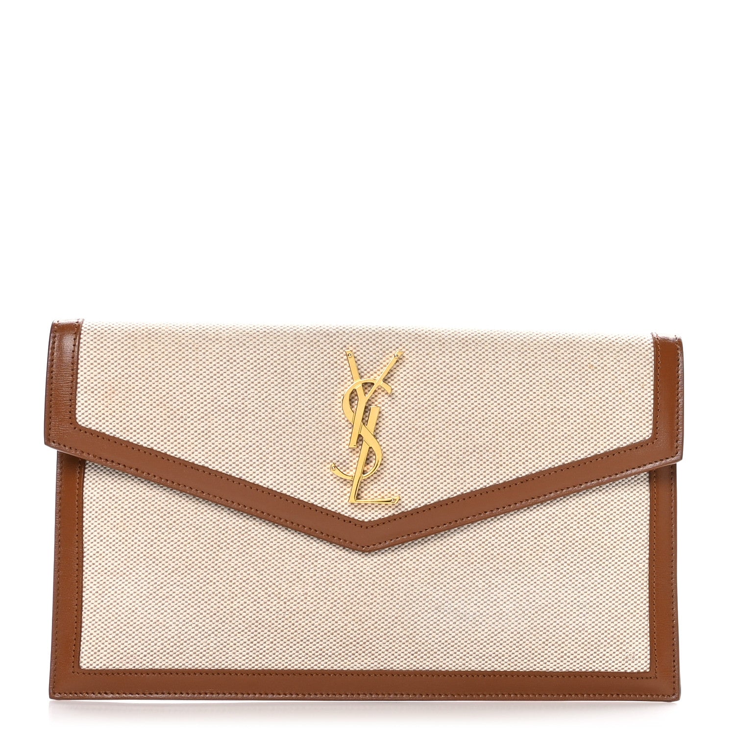 Saint Laurent Canvas Uptown Pouch Natural Beige Brick 1 of 9