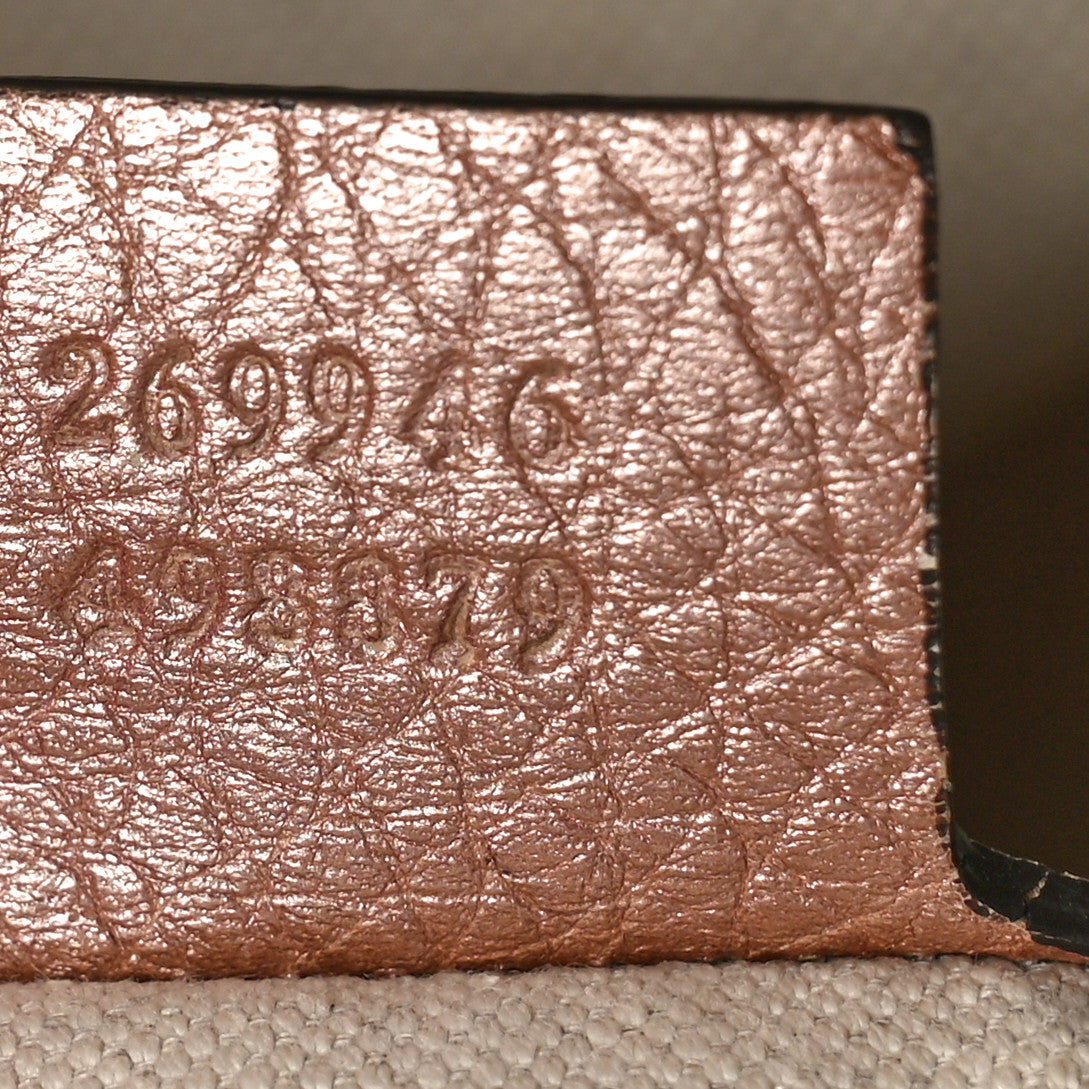 Gucci Monogram Cellarius Calfskin Large Bella Top Handle Bag Beige Rose Gold 9 of 16