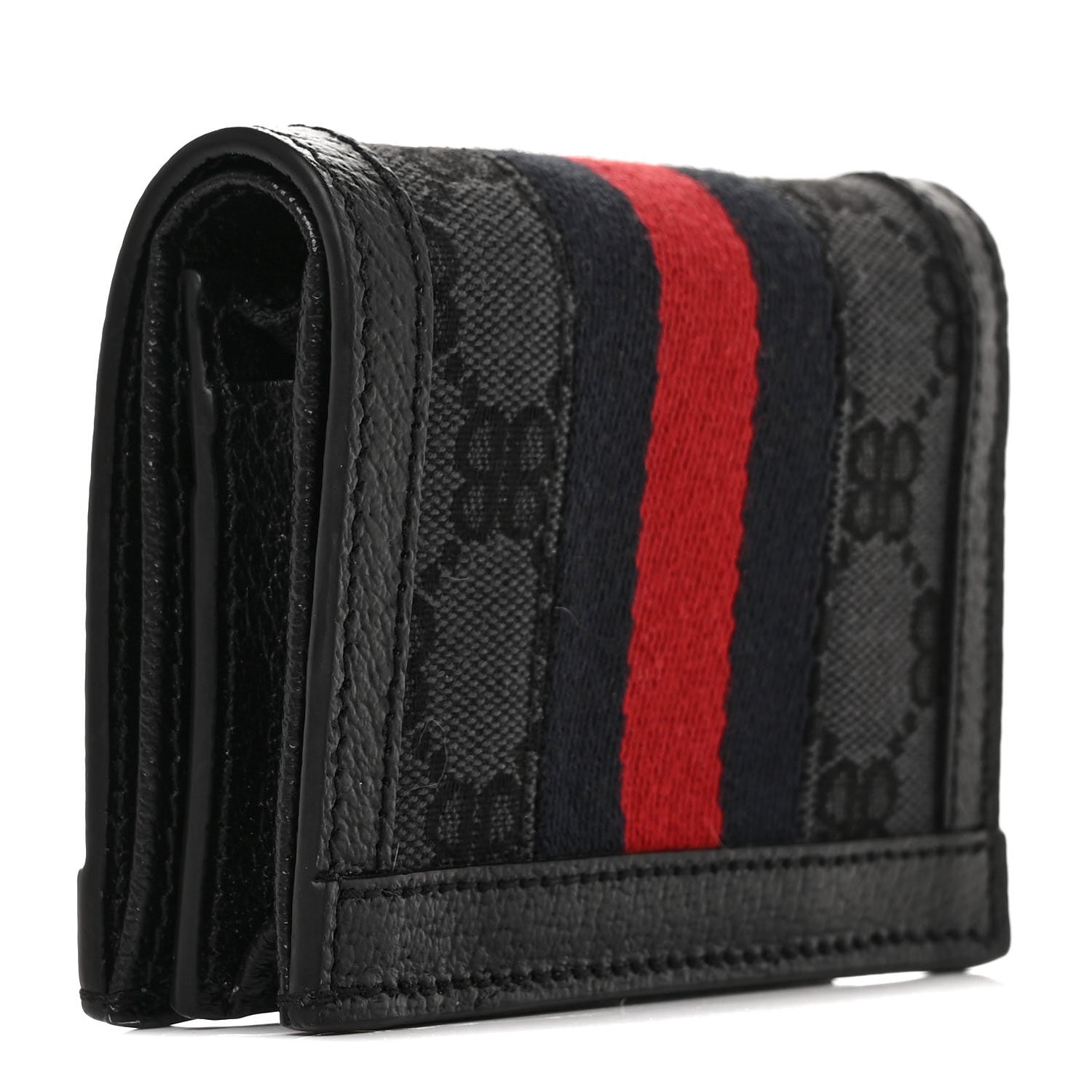 Gucci X BALENCIAGA BB Monogram Web Ophidia Card Case Wallet Black 3 of 9