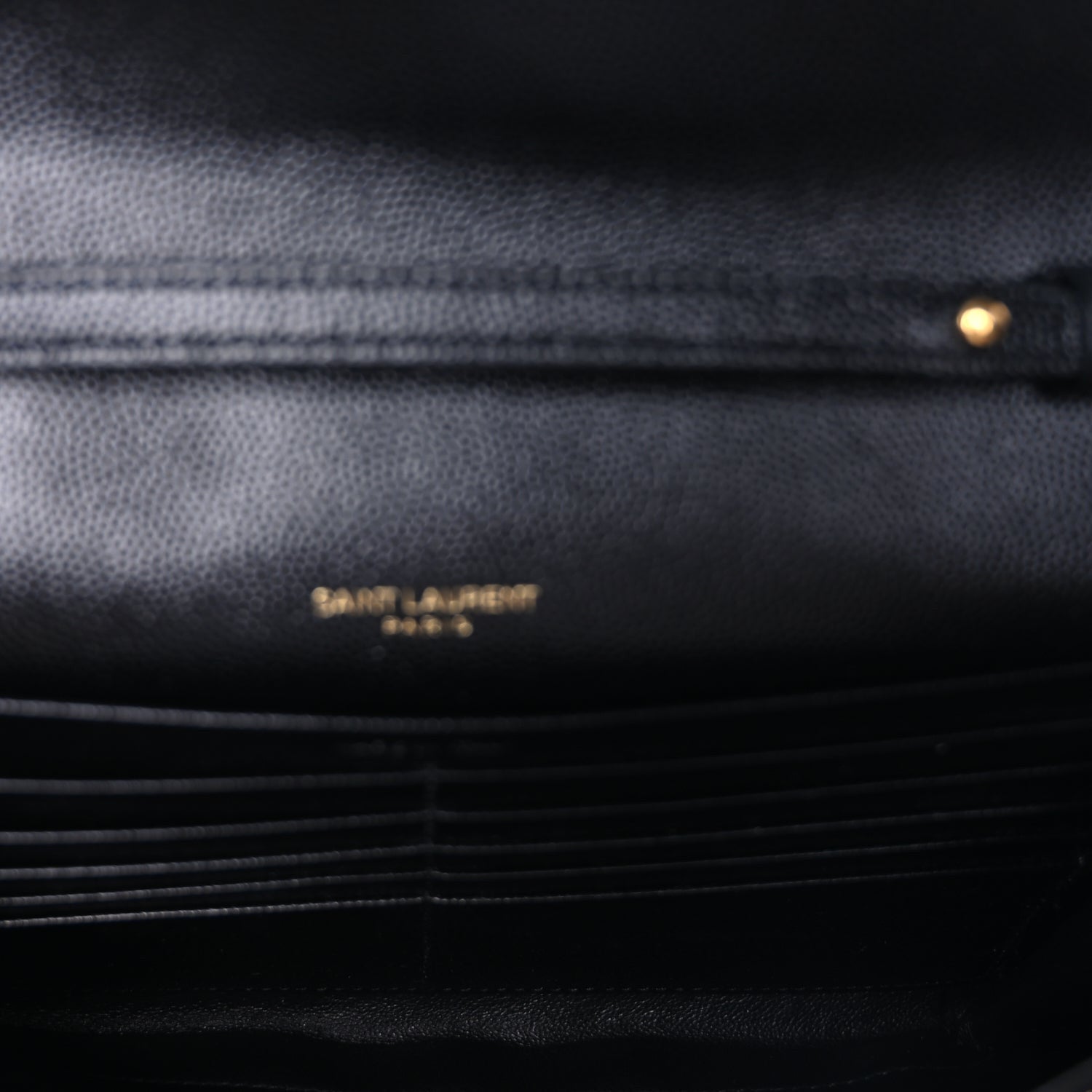 Saint Laurent Grain De Poudre Matelasse Chevron Cassandre Chain Wallet Black 5 of 8