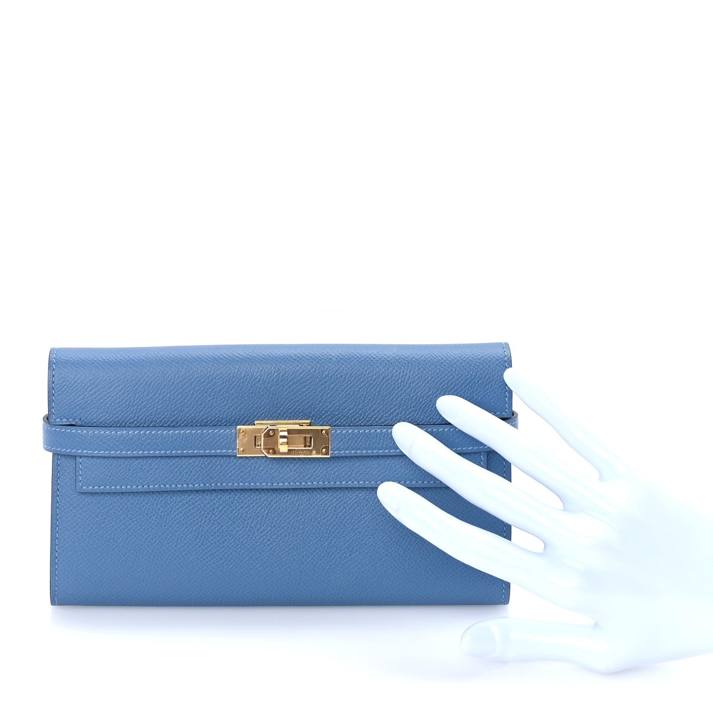 Epsom Kelly Longue Wallet  Bleu Azur