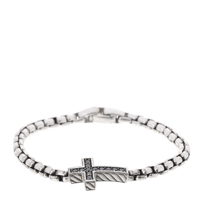 David Yurman Sterling Silver Black Diamond Pave Cross Bracelet 1 of 3