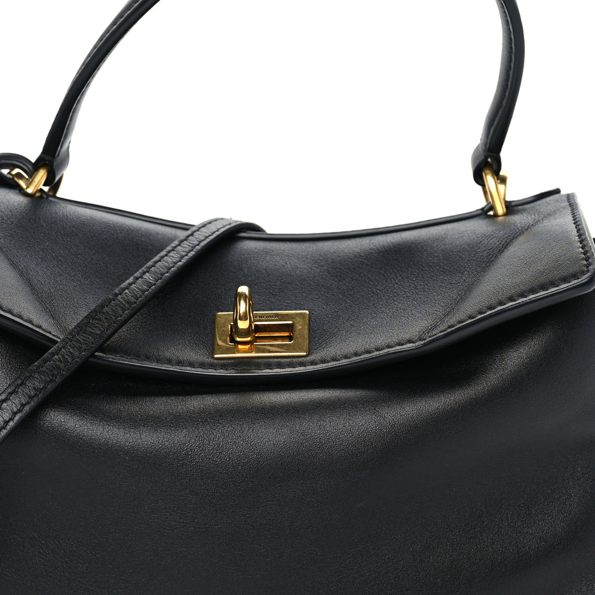 Natural Smooth Calfskin Mini Rodeo Top Handle Handbag Black