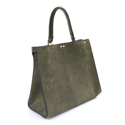 Fendi Camoscio Glazed Fabric FF 1974 Large Peekaboo X-Lite  Amazzonia Mogano Panna 2 of 7