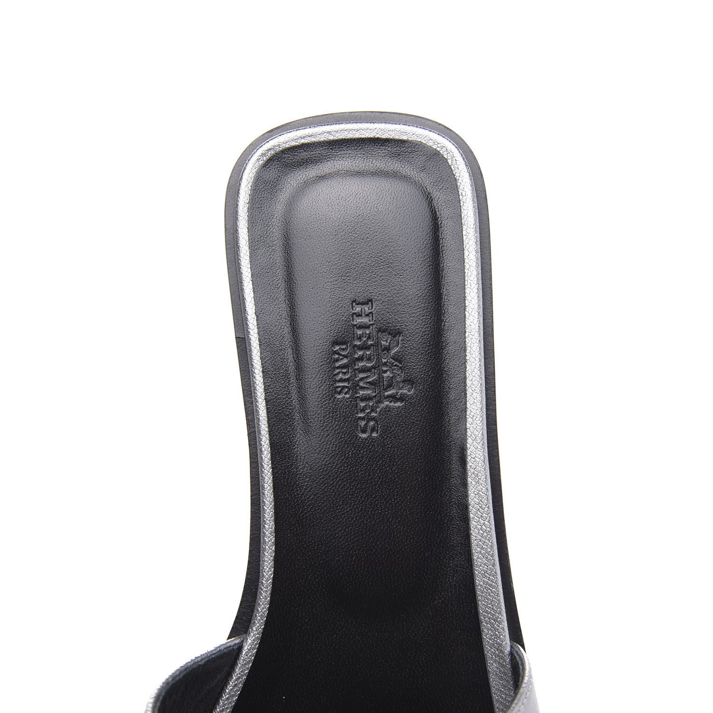 Metallic Madame Calfskin Oran Sandals 36.5 Argent